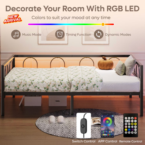 Twin metal daybed rgb led - twin,